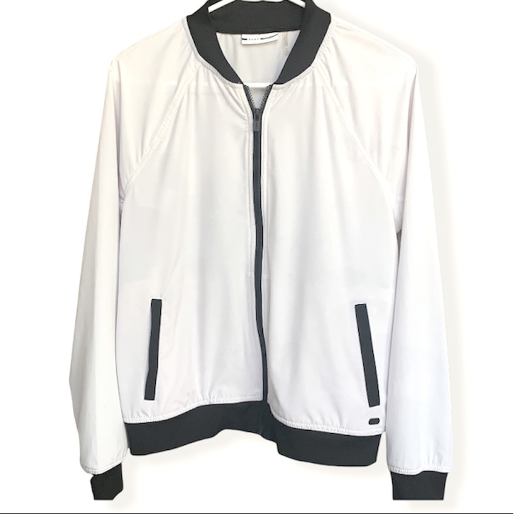 DKNY White Bomber With Black High Density Stripe